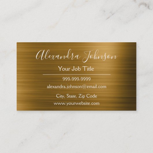 Gold Brushed Metal Spray Tan Visitenkarte (Rückseite)