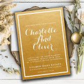 Gold Brushed Metallic Script Wedding Einladung