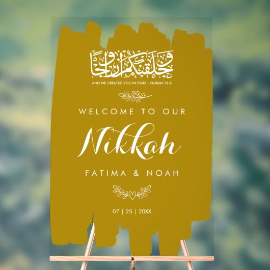 Gold Brushed Paint Nikkah Acrylic Sign Acrylschild (Neutral)