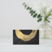 Gold Brushed Sleek Black Lines Visitenkarte (Stehend Vorderseite)