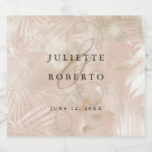 Gold Brushed Tropical Palm Leaf Wedding Schaumweinetikett (Einzelnes Label)