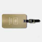 Gold Brushmetall Modernes Monogramm Gepäckanhänger (Vorderseite horizontal)