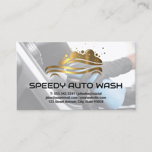 Gold Bubble Auto Wash Logo Visitenkarte (Vorderseite)