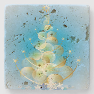 Gold Bubble Moderne Kunst Weihnachtsbaum Steinuntersetzer