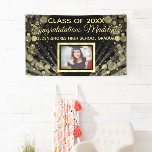 Gold Bubbles Rennen Custom Foto Abschluss Signieru Banner (Insitu)