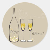 Gold Bubbly Champagne Cheers Stilvolle Hochzeitsfe Runder Aufkleber (Vorderseite)