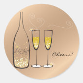 Gold Bubbly Champagne Cheers Stilvolle Hochzeitsfe Runder Aufkleber (Vorderseite)