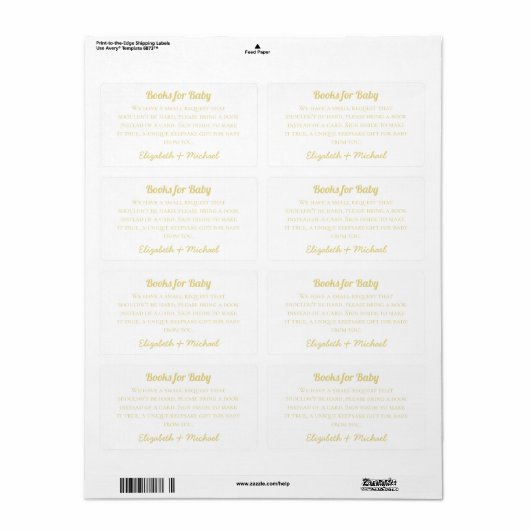 Gold-Bücher für Babybuchdusche Einladung (Vorne)