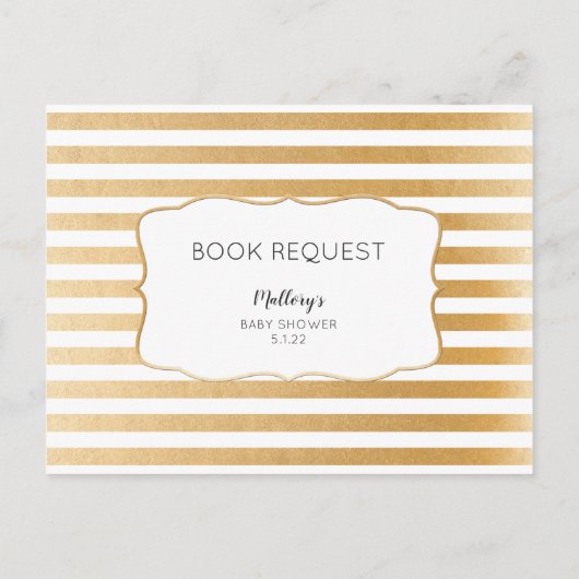 Gold-Buchungsanfrage-Karte für neutrale Babydusche Einladungspostkarte (Rückseite)