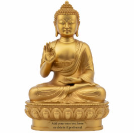 Gold Buddha 2D Statue doing Vitarka Mudra Freistehende Fotoskulptur