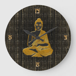 gold Buddha Große Wanduhr