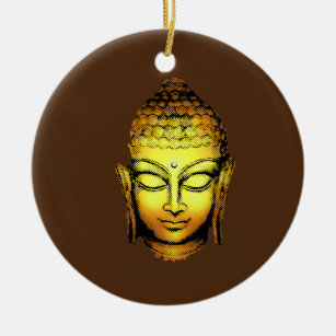 Gold Buddha Spiritual Yoga Head Keramik Ornament