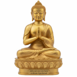 Gold Buddha Statue doing Anjali Mudra 2D statuette Freistehende Fotoskulptur
