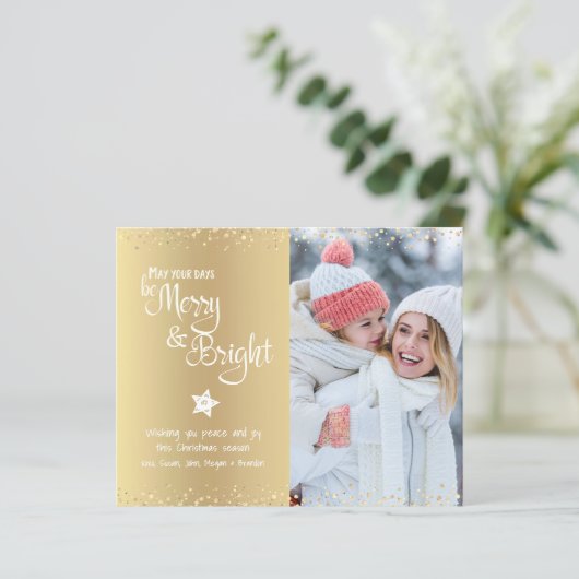 Gold Budget Foto Days Be Bright Script Card (Stehend Vorderseite)