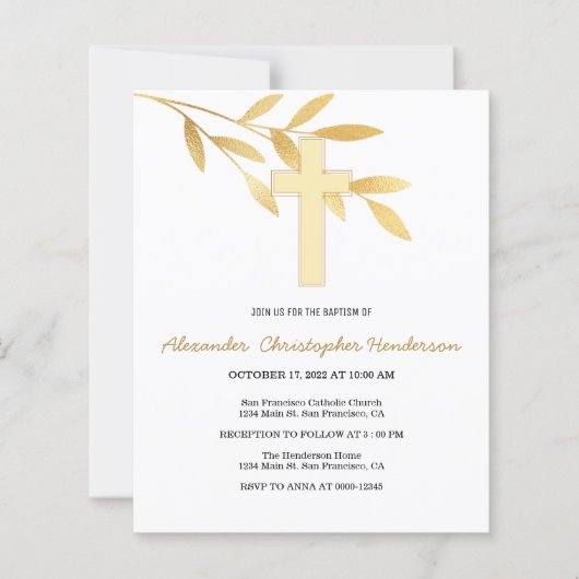 Gold/BUDGET/Taufen Einladung. (Vorderseite)