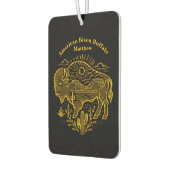 Gold Buffalo Grazing Under the Sun Near Mountains Autolufterfrischer (Links)