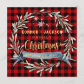 Gold & Buffalo Karierte Weihnachtsfest Menükarte (Rückseite)