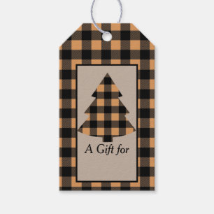 Gold Buffalo Karierter Weihnachtsbaum Geschenkanhänger