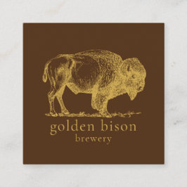 Gold Buffalo QR Code Brown Square Biz Card Quadratische Visitenkarte