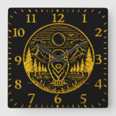 Gold Buffalo steht majestätisch in der Natur Quadratische Wanduhr (Vorderseite)