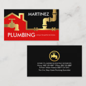 Gold Building Pipe Frame Plumber Service Visitenkarte (Vorne/Hinten)