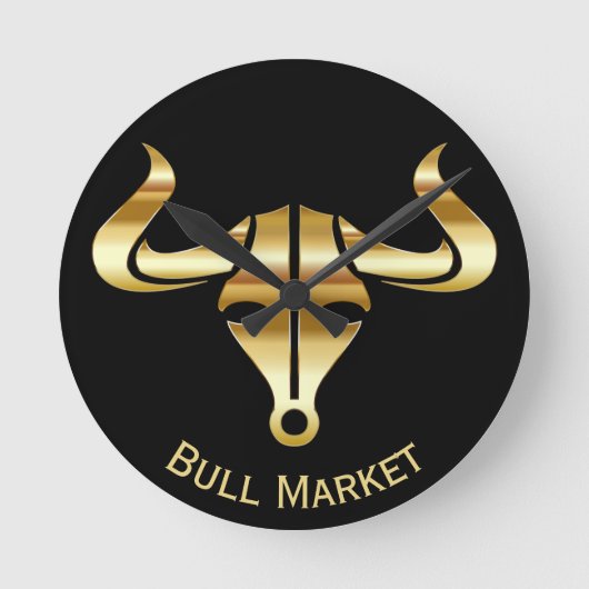 Gold Bull Market Runde Wanduhr (Vorderseite)