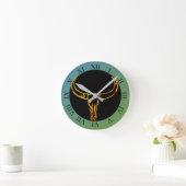 Gold Bull Skull Wall Clock Runde Wanduhr (Zuhause)