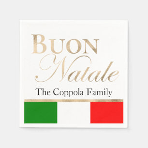 Gold Buon Natale Italienische Fahne Weihnachten Serviette