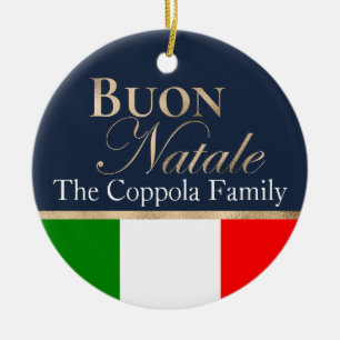 Gold Buon Natale Italienische Flagge Navy Blue Wei Keramik Ornament