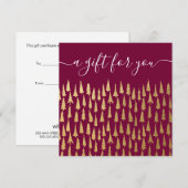 Gold Burgandy Weihnachtsbaumen Geschenkgutschein (Vorne/Hinten)