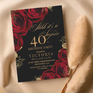 Gold Burgu Rose Überraschung 40. Geburtstag Einlad Einladung