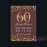 Gold Burgund 60. Geburtstag Save the Date Details Einladung<br><div class="desc">Elegantes "60th Birthday Party" Design mit Imitats Glitzer Konfetti & Details Text. Einfach zu bedienen und leicht zu personalisieren. Bestelle noch heute!</div>