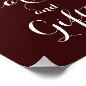 Gold Burgund Blumenkarten und Geschenke Hochzeit Poster (Ecke)