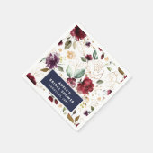 Gold Burgund Blumenmuster-Brautparty Serviette (Ecke)