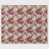 Gold Burgund Bronze Pink Red White Poinsettia Geschenkpapier (Flach)