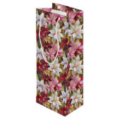 Gold Burgund Bronze Pink Red White Poinsettia Geschenktüte Für Weinflaschen (Rückseite Schrägansicht)