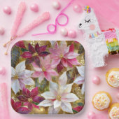 Gold Burgund Bronze Pink Red White Poinsettia Pappteller (Party)