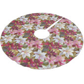 Gold Burgund Bronze Pink Red White Poinsettia Polyester Weihnachtsbaumdecke (Schrägansicht)