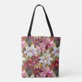 Gold Burgund Bronze Pink Red White Poinsettia Tasche (Rückseite)