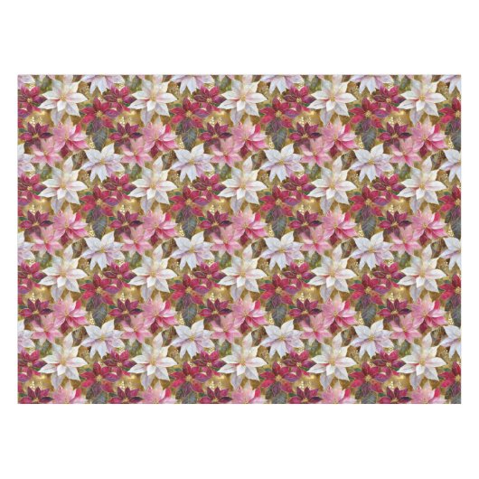 Gold Burgund Bronze Pink Red White Poinsettia Tischdecke (Vorderseite (Horizontal))