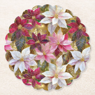 Gold Burgund Bronze Pink Red White Poinsettia Untersetzer