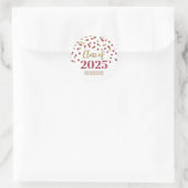 Gold Burgund Confetti Abschluss 2025 Runder Aufkleber (Tasche)