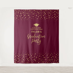 Gold & Burgund Confetti   Abschlussfeier Wandteppich