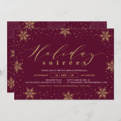 Gold & Burgund Corporate Holiday Soiree Party Einladung (Vorne/Hinten)