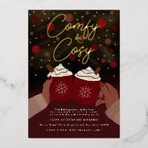 Gold Burgund Cosy Hot Cocoday Einladung