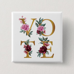 Gold Burgund Floral Elegant Weiblich Wähle Button