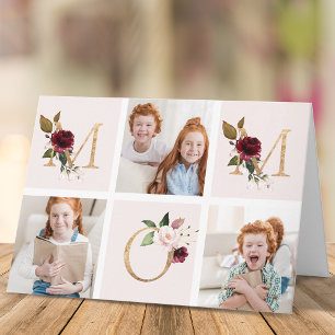 Gold Burgund MAMA Floral Multi Foto Mütter Tag Karte