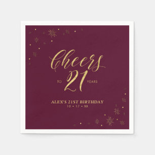 Gold & Burgund-Moderne 21. Geburtstagsfeier Servie Serviette