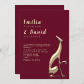 Gold & Burgund Moderne Hochzeitsfeier Einladung (Vorne/Hinten)