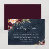 Gold Burgund Navy Blumenzettel RSVP Karte (Vorne/Hinten)
